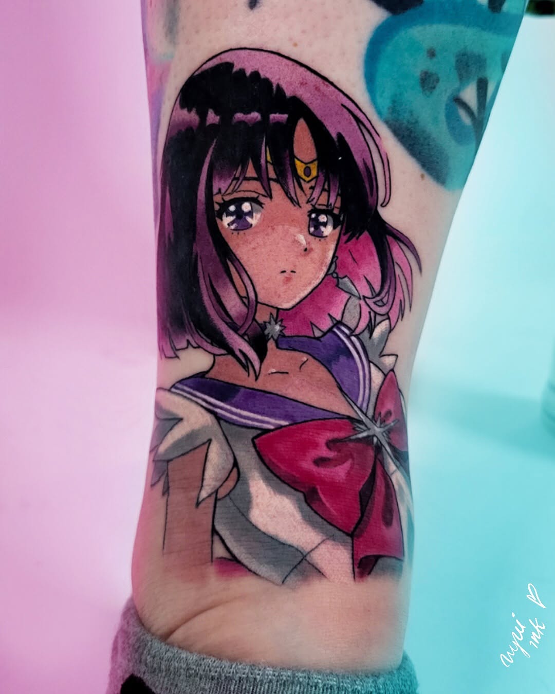 Tatuaż: postać anime · kobieta. Wykonał Nina (Kraków). Otwórz zdjęcie w profilu.