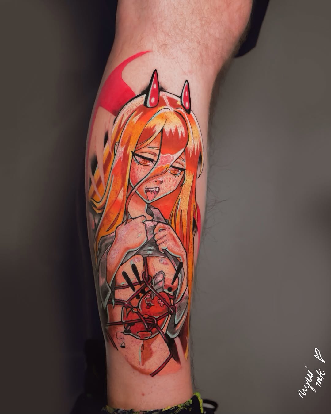 Tatuaż: postać anime · serce. Wykonał Nina (Kraków). Otwórz zdjęcie w profilu.