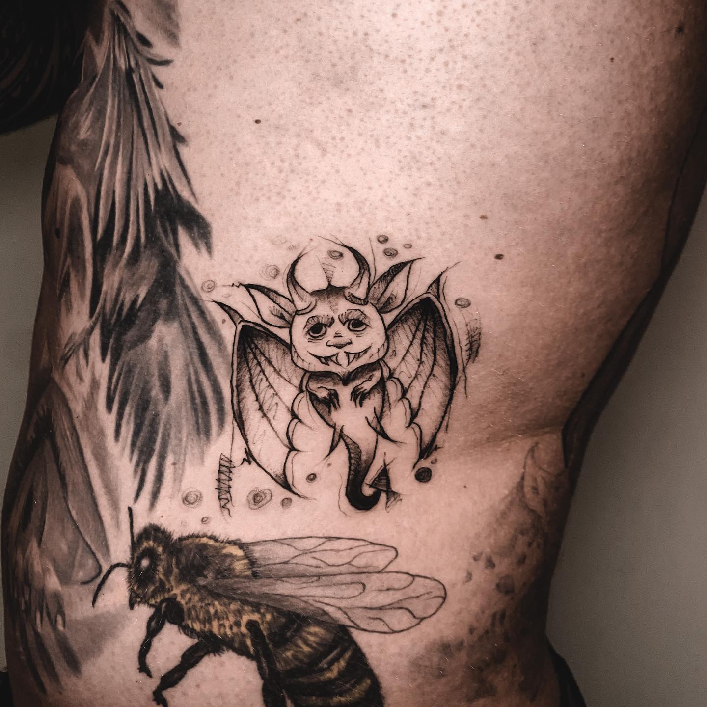 Tatuaż: demon · stwór fantastyczny. Wykonał Buka (Kraków). Otwórz zdjęcie w profilu.
