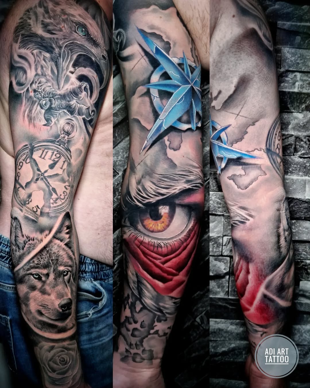 Tatuaż: wilk · oko. Wykonał Adi (Kraków). Otwórz zdjęcie w profilu.