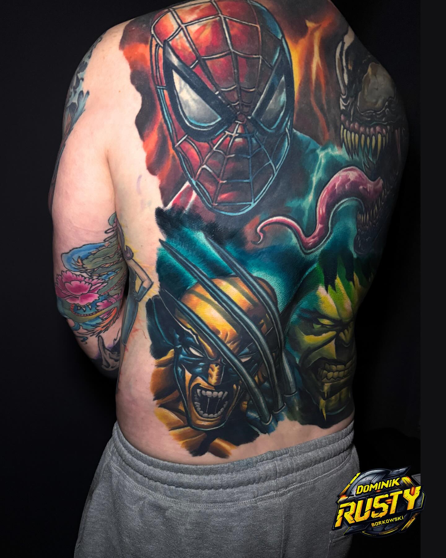 Tatuaż: Spider-Man · Wolverine. Wykonał Dominik (Kraków). Otwórz zdjęcie w profilu.
