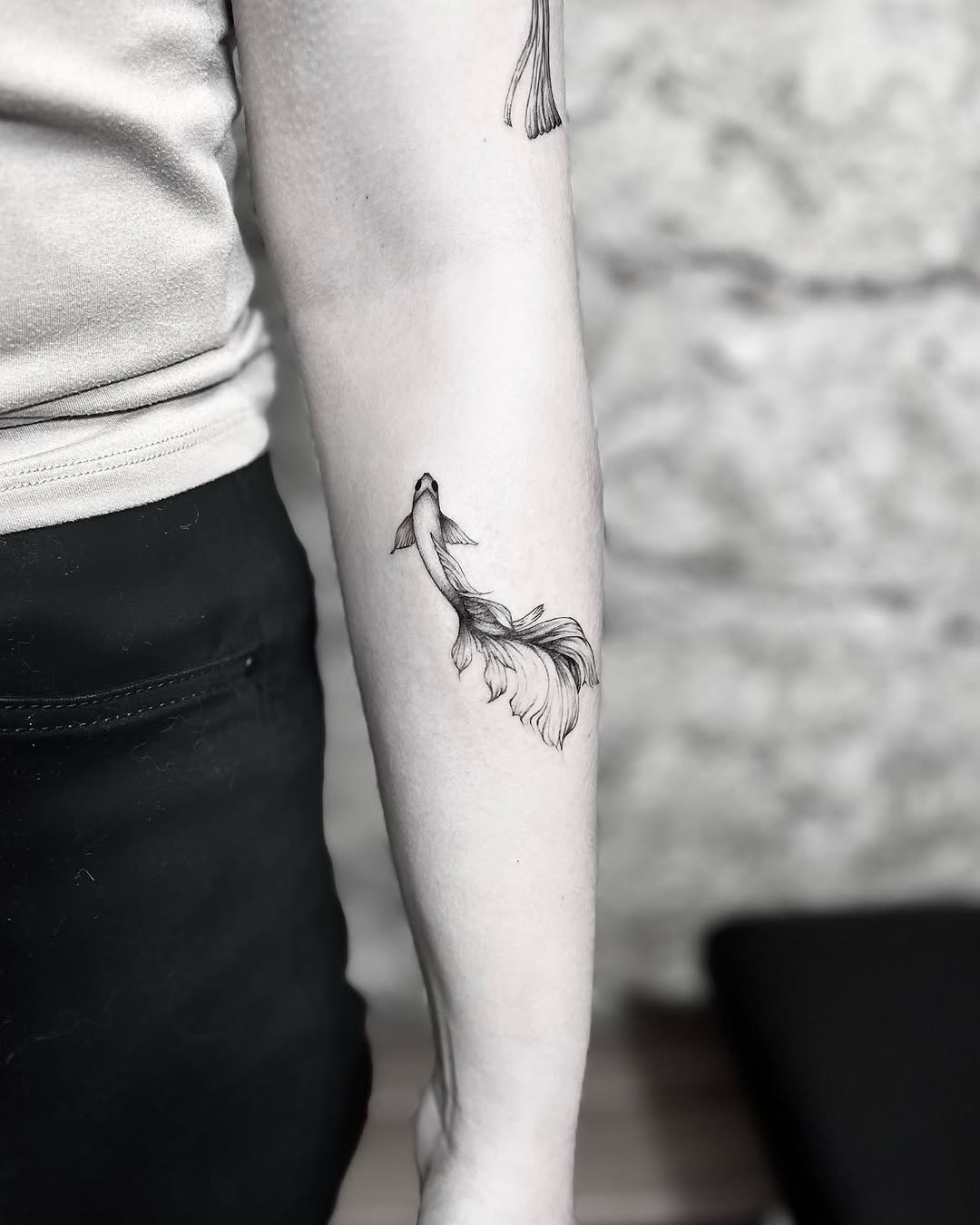Tatuaż: ryba · zwierzę. Wykonał Hania (Kraków). Otwórz zdjęcie w profilu.
