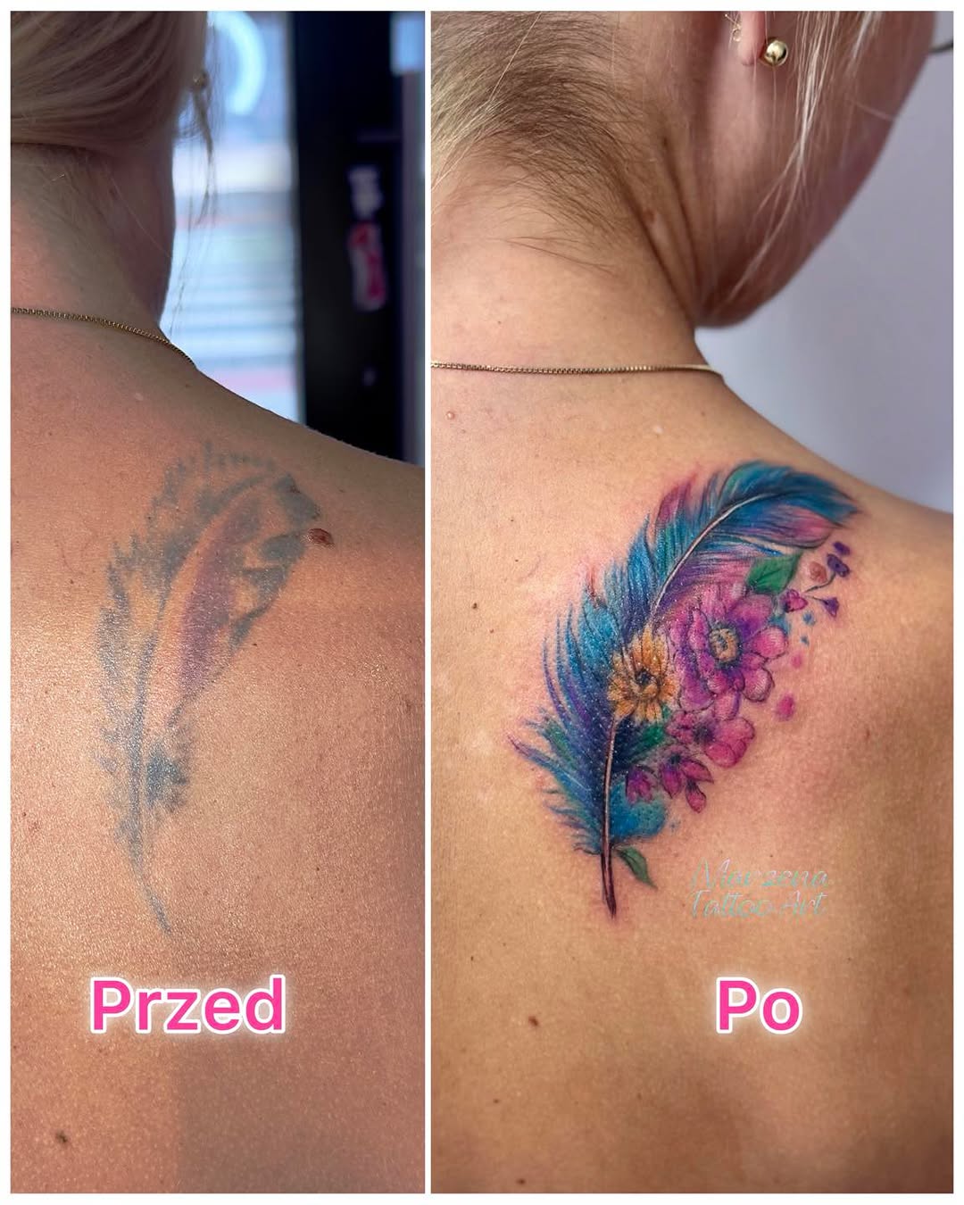 Tatuaż: pióro · kwiaty. Wykonał marzenatattooart (Kraków). Otwórz zdjęcie w profilu.